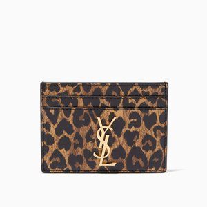 YSL Leopard Monogram Leather Card Case